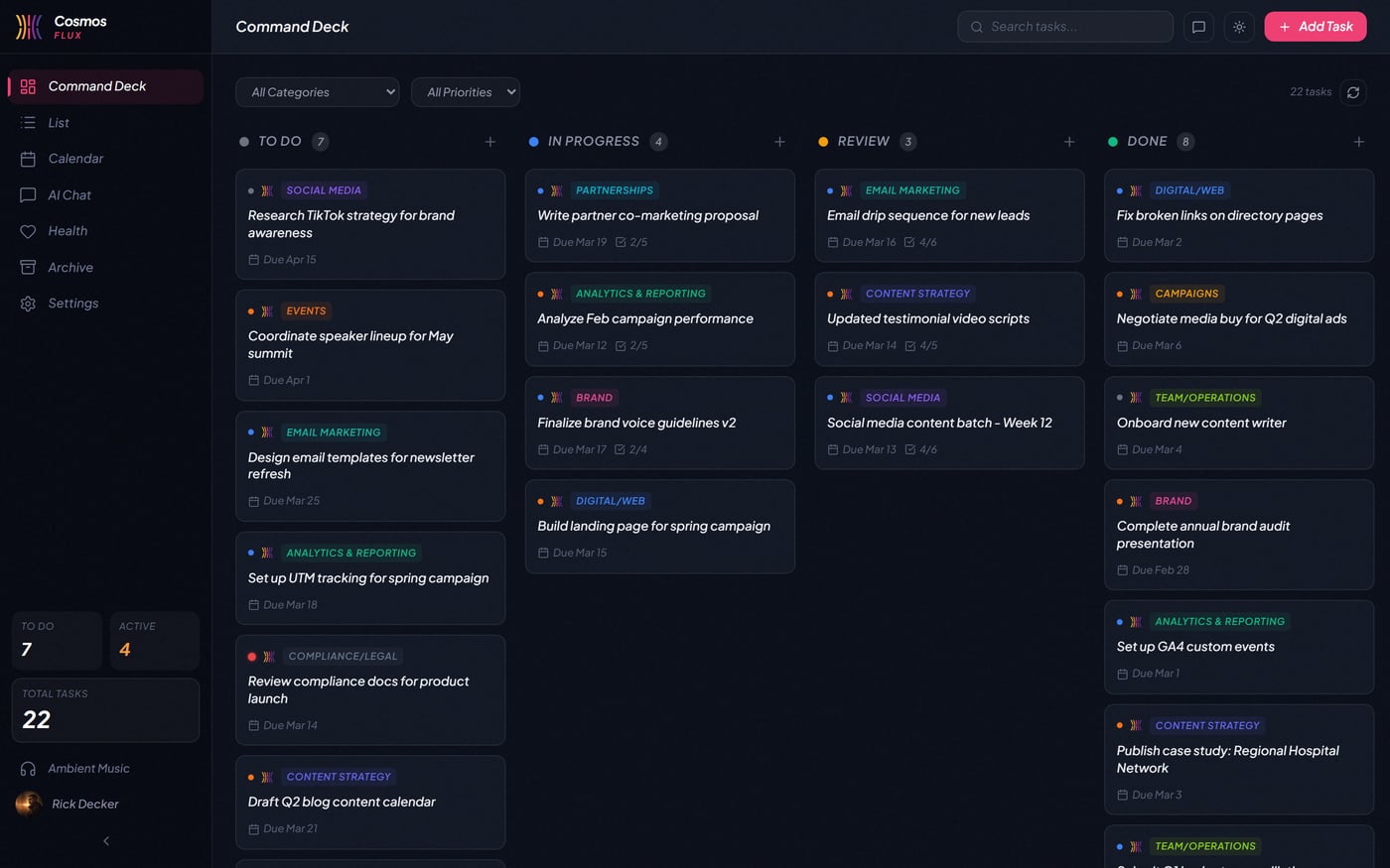 Cosmos Flux Command Deck